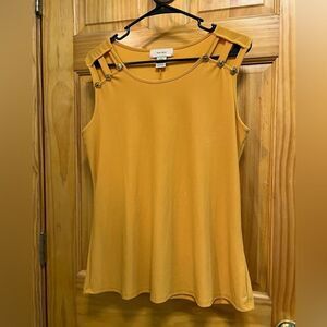 Diana Belle size L mustard color tank with gold button accents